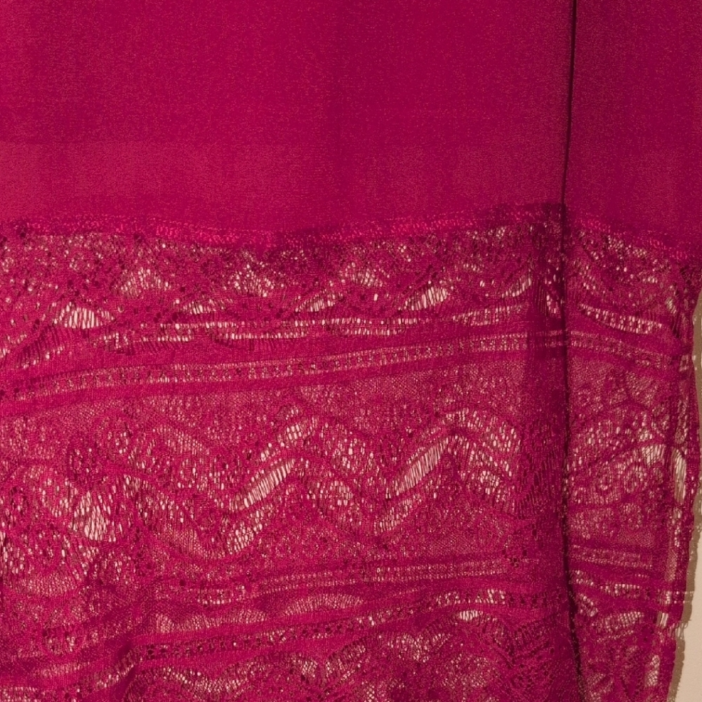 Magenta Slip Dress with Lace Hem- Material Girl